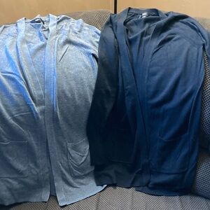 Set of Two Open Front Cardigans - Black and Gray size S